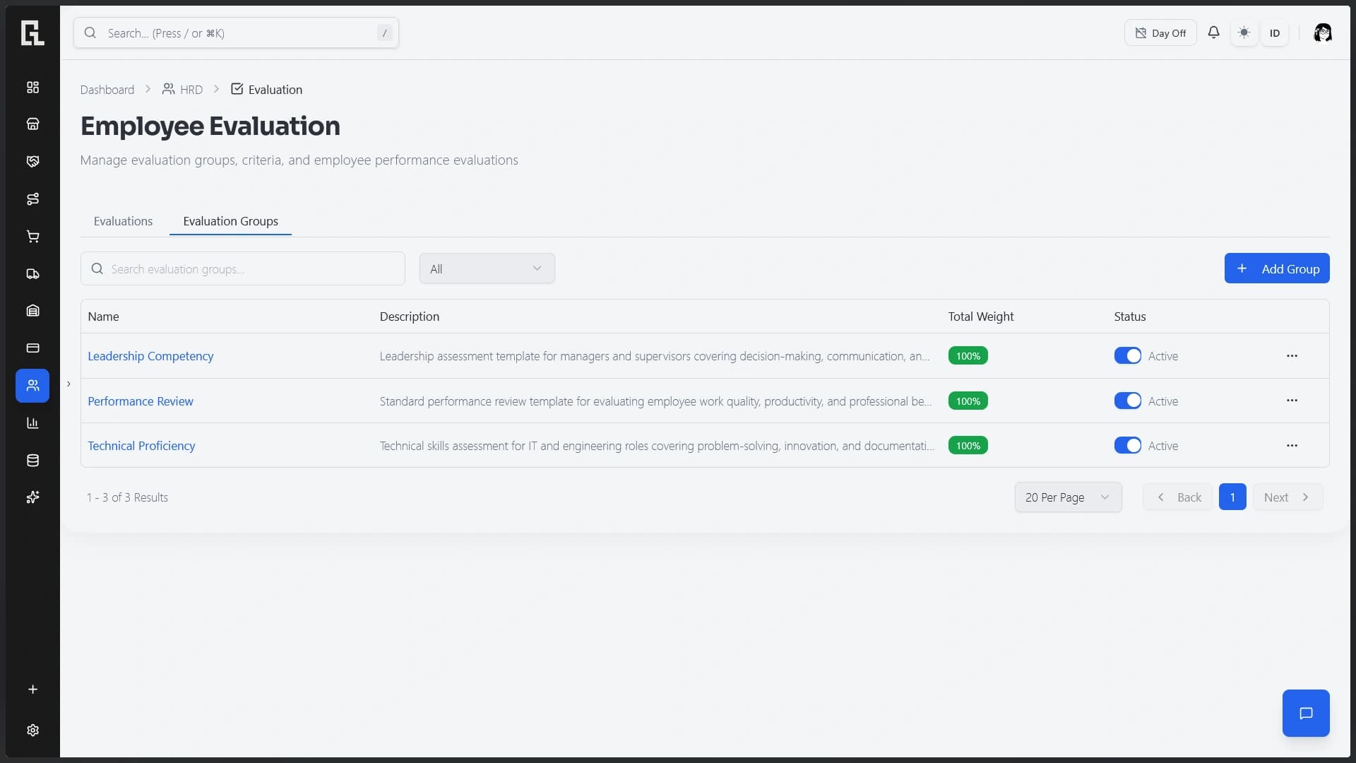 Ready-to-use evaluation groups