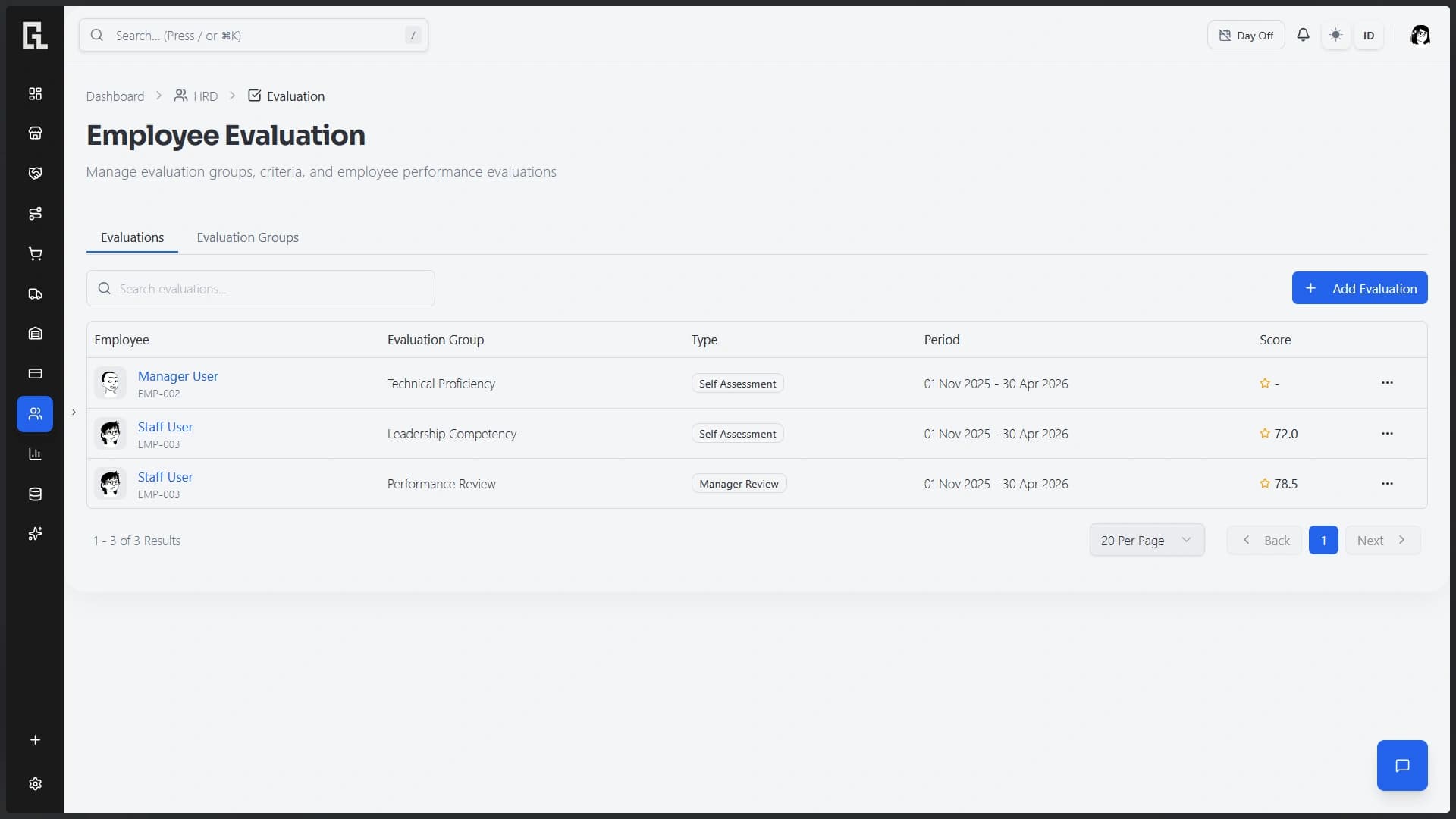 SalesView evaluation interface