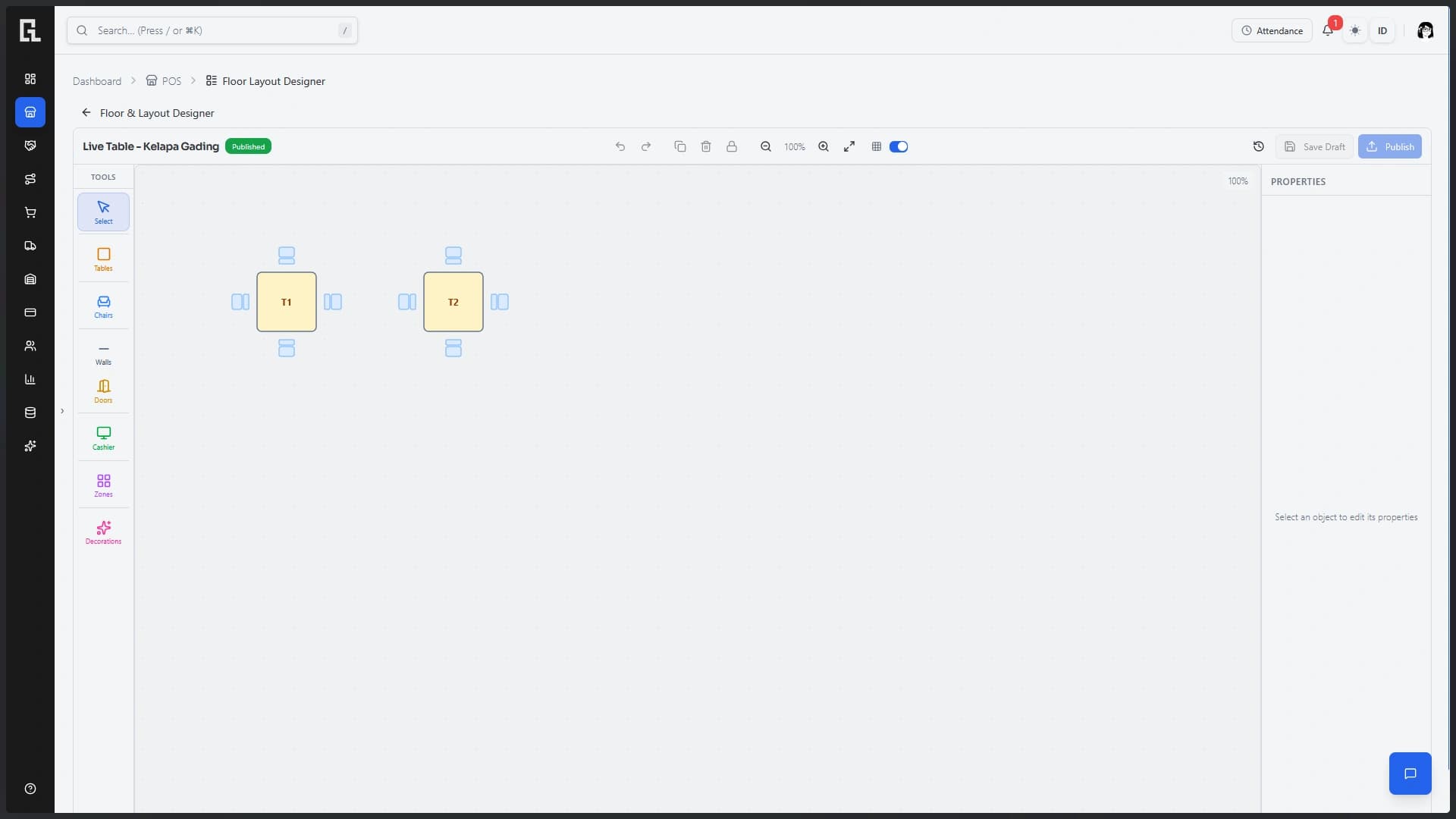 Visual table layout