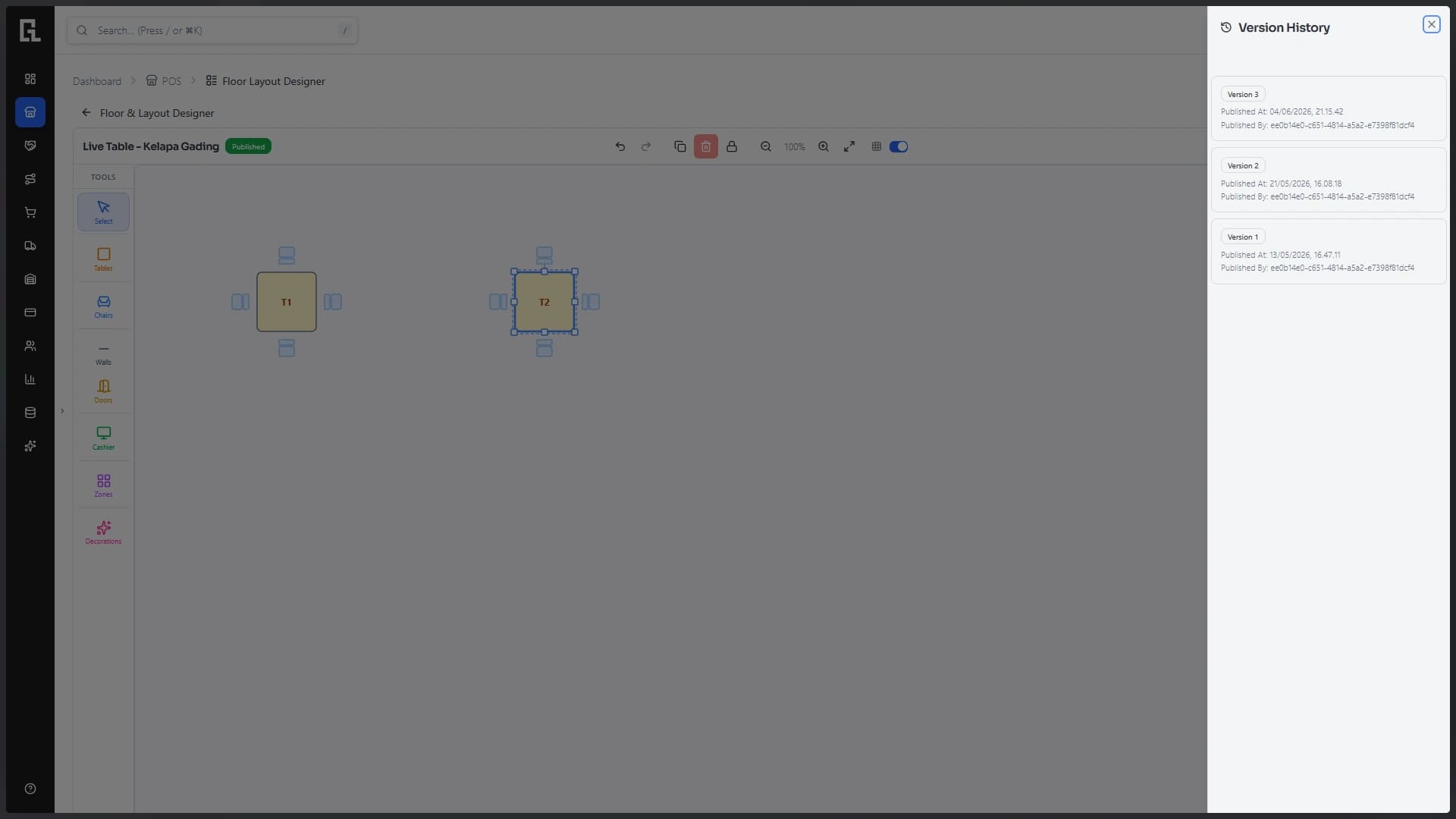 Real-time table status