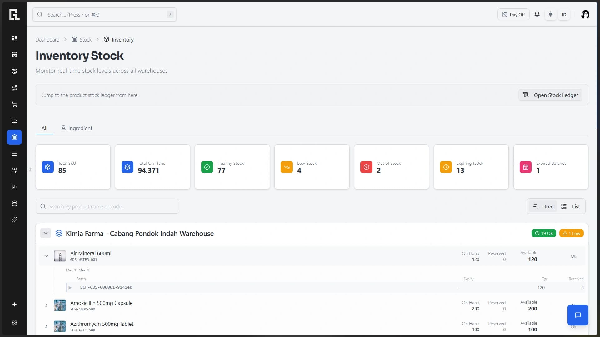 SalesView inventory interface