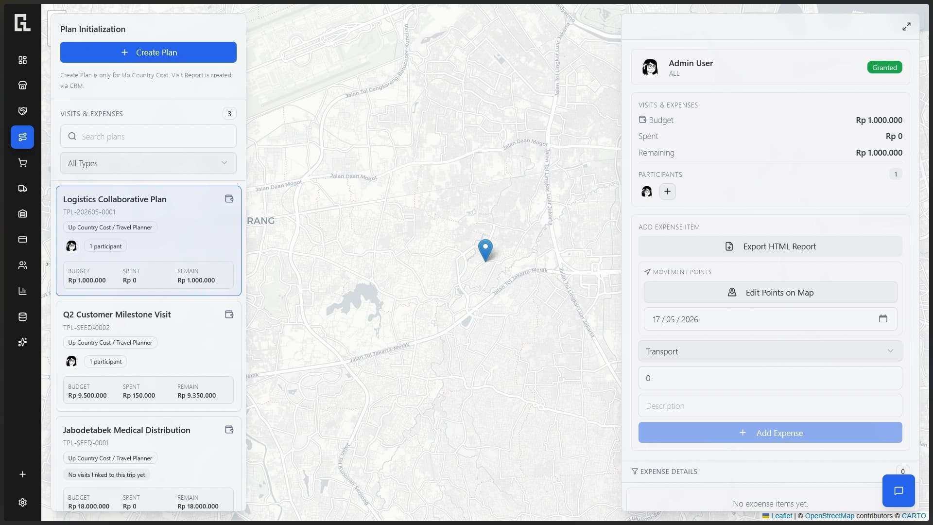 SalesView travel planner interface