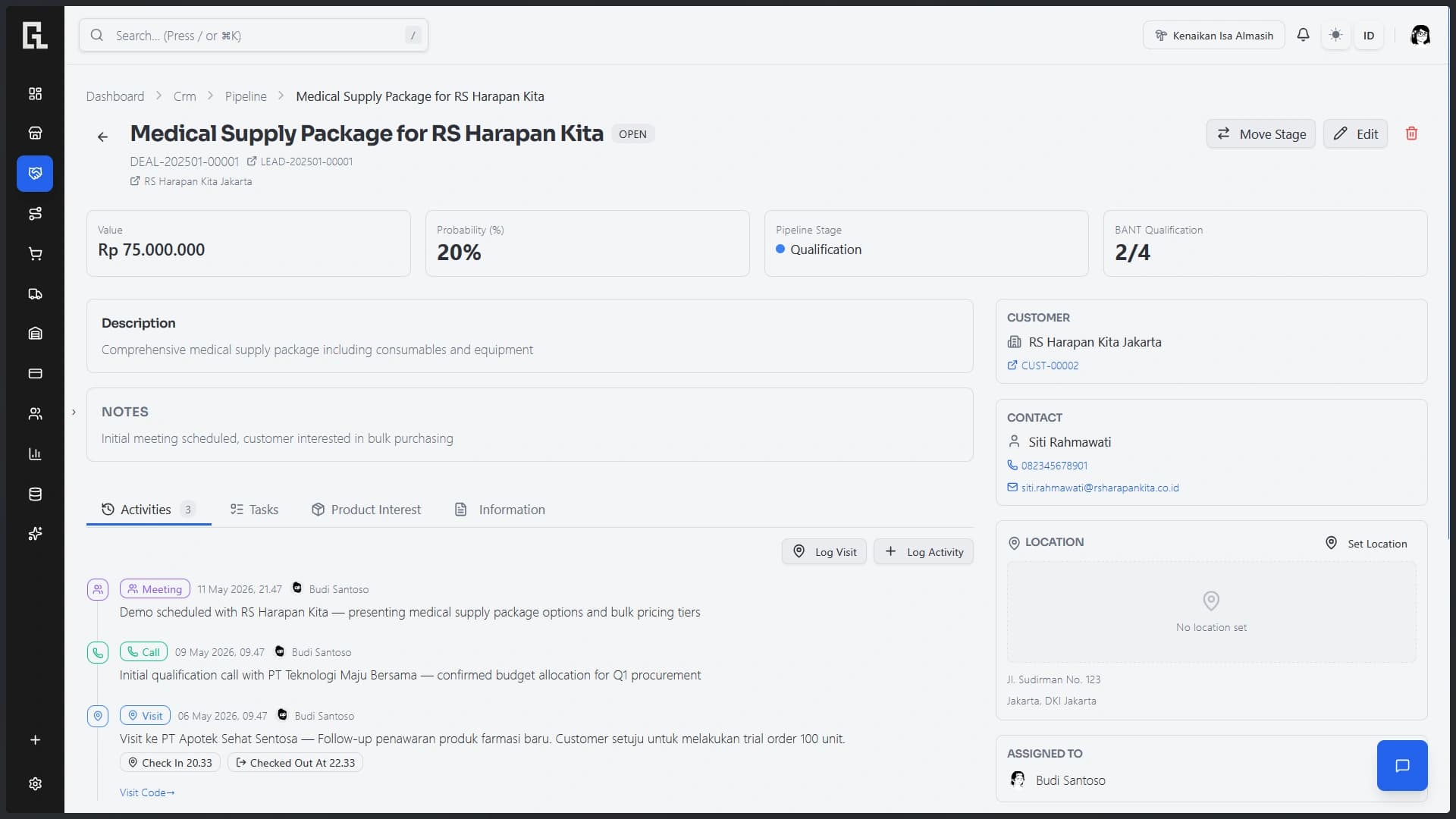 CRM activities and follow-up
