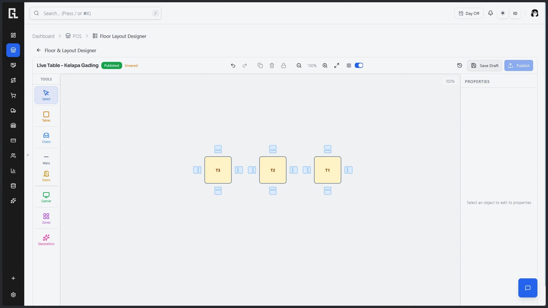 Design floor layout for each outlet flow