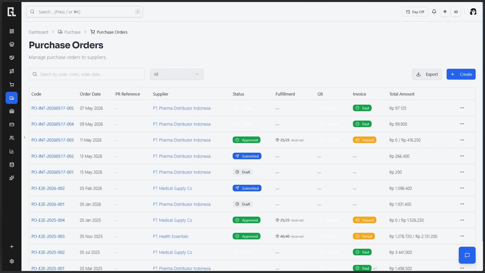 SalesView procurement interface